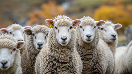 flock sheep in the field of the farm 