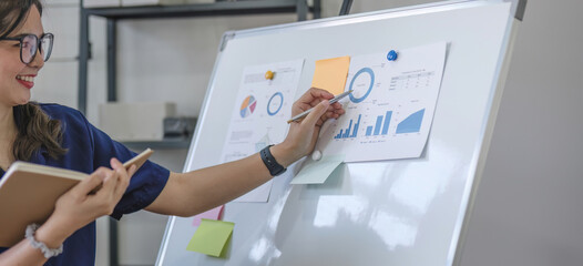 Portrait Of Attractive Asian Businesswoman Working On Laptop for marketing plan © chartchai