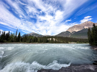 Athabasca Falls, Jasper National Park. Travel in Alberta, Canada.  