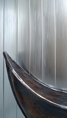 Close-up of a sleek, modern bathtub with metallic vertical paneling in the background. Ideal for showcasing contemporary bathroom design and elegance.