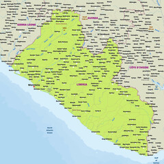 Fototapeta premium Simple political map of Liberia