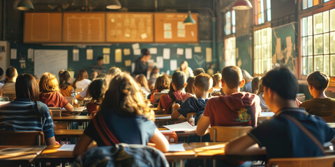 A classroom full of students learning