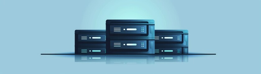 Modern network servers in a sleek, blue futuristic environment, representing advanced technology and data storage solutions.