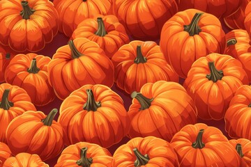 Obraz premium Pumpkin pattern: A series of pumpkins arranged in a repetitive design, creating a festive and autumn-themed pattern.