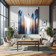 A room style interior set design with a large painting on the wall informative optimized unique optimized.