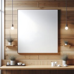 A white poster on a wooden wall creative.