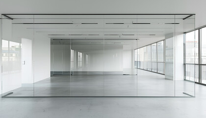 Fototapeta premium empty glass office wall for logo mockup making