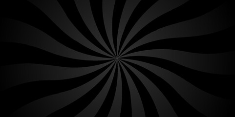 Vector Abstract black and gray sun rays sunburst backdrop background. seamless retro vintage burst sunrise sunbeam element spiral striped illustration sunray template wallpaper design.
