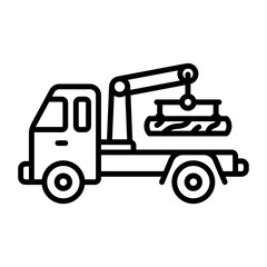 Hydraulic Rotation Pick up bole truck vector icon design, timber and lumber Symbol, Forestry and Deforestation Sign forest farming and woodland, Off road Log Handling Vehicle with knuckle boom concept