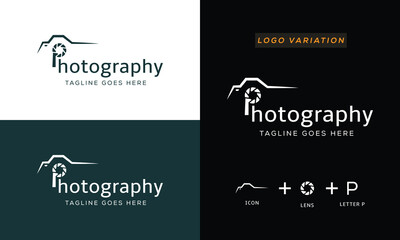 camera logo, modern photography signature logo icon vector