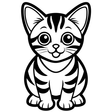 recommend clip art: Vector funny kitten line art and silhouette illustration