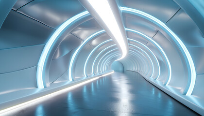 Obraz premium futuristic underground metal tunnel