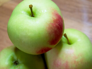Farm Fresh Fruit. Apples displayed on wood, perfect for farm-to-table concepts.