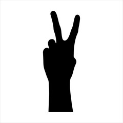 Hand gesture peace fingers silhouette isolated on white background. Peace fingers icon vector illustration design.