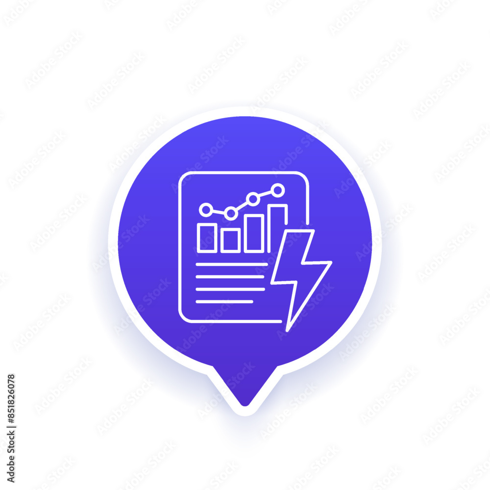 Poster power consumption report icon in linear design