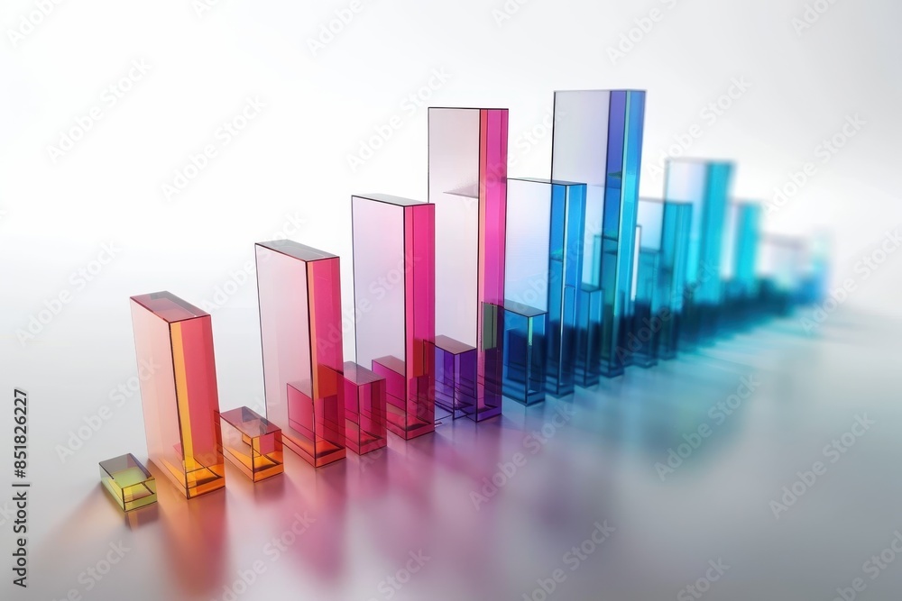 Aufkleber colorful 3d bar graph depicting data and analytics, showcasing various heights in a modern, abstract