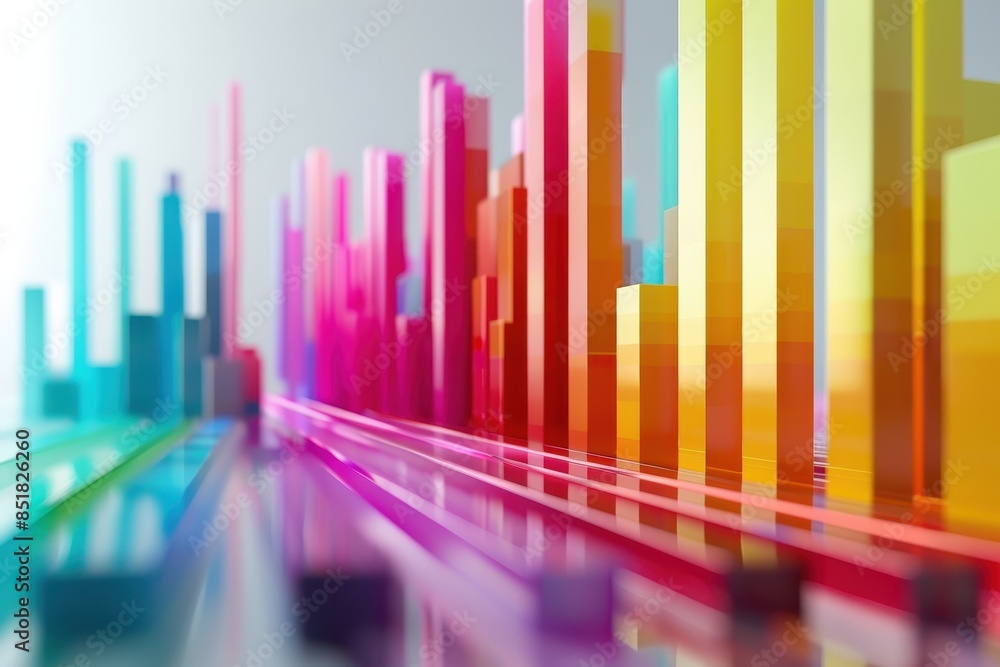 Aufkleber colorful 3d bar graph depicting data visualization and business statistics with vibrant bars on a gl