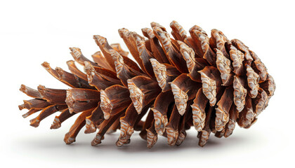 close up of pine cone isolated on white background
