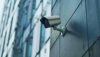 cctv camera on a corporate building exterior wall