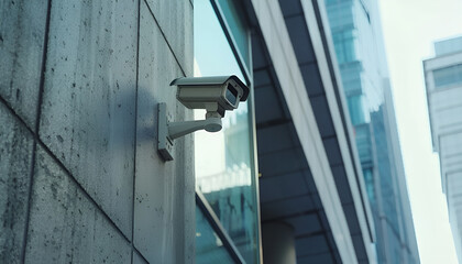 cctv camera on a corporate building exterior wall