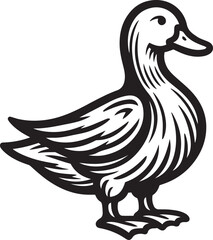 Duck bird silhouette outline vector illustration.