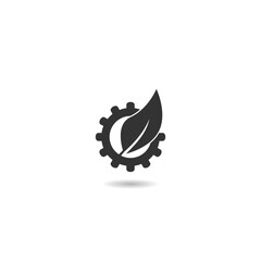 Leaf and gear icon with shadow