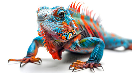 Fototapeta premium Chameleon on a branch, in a fun and colorful cartoon style