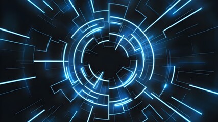 Abstract Shiny Blue Lines on Dark Background Tech-Inspired Art