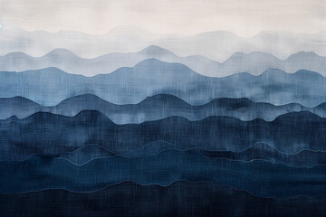 Transition from deep shades of midnight blue to subdued hues of slate grey, accented with simple tissue textile-like details.