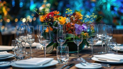 Dining table, a stem gala event being held for fund raising