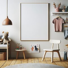 A room style interior set design with a white frame and toys professional.