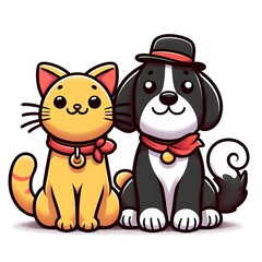 A cat design graphic and dog design graphic sitting next to each other.