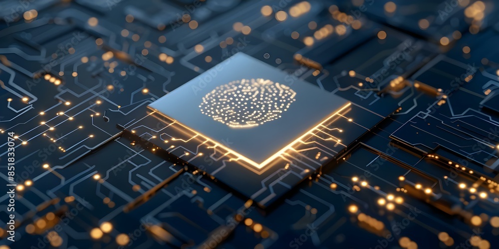 Poster enhancing brain function with ai chip technology and telemedicine integration. concept ai chip techn