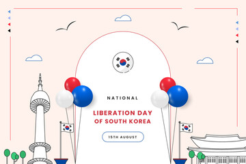 National Liberation Day of South Korea flat design template background