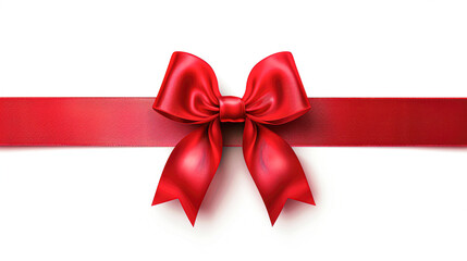 Elegant Ultra Detailed Red Ribbon with Bow on White Background