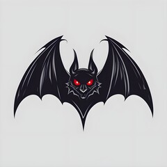 Vector Halloween Bat  With Big Wings And Red Eyes