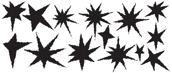 
Set of jagged irregular stars shape. Cut out of paper for collages. Grunge elements for design. Vector illustration. isolated on a white background. 
