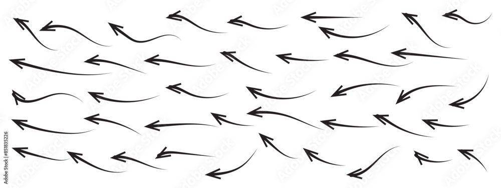 Poster hand drawn arrows collection set simple flat arrows isolated on white background. arrow mark icons a