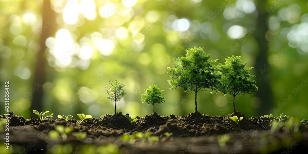 Poster illustrating population growth over time using a tree metaphor with generational branches. concept p