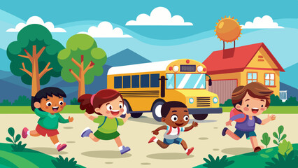 children-running-after-the-school-bus