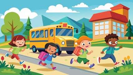 children-running-after-the-school-bus