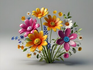 "3D flowers and bushes without background in PNG format, perfect for enhancing designs in garden and landscape projects, digital art, and botanical illustrations. These elements are ideal for creating
