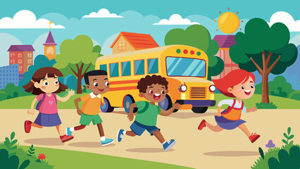 children-running-after-the-school-bus