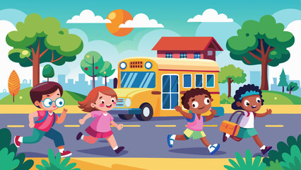 children-running-after-the-school-bus