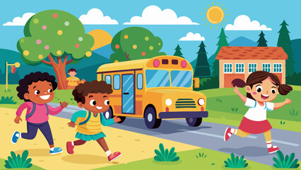 children-running-after-the-school-bus