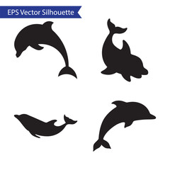 Dolphin Silhouette icon Set. Vector illustration eps