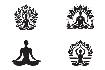 Yoga logo silhouette vector art