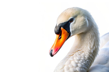 White duck on white background, isolated on white background, object concept isolated on white background