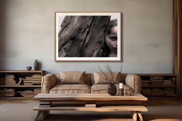 wood interior design basic photo, living room, couch, interior design natural materials