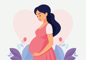 Pregnant woman expecting a new life: vector illustration highlighting the beauty of motherhood.
